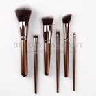 Custom 6pcs High End Makeup Brush Set Bronzer Color Aluminum Ferrule
