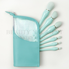 Light Green Wood Handle 7pcs Face Makeup Brush Set With Bag Long Lasting