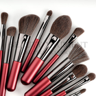 ISO9001 Premium Private Label Red Handle Face Makeup Brush Set 13.6cm Length